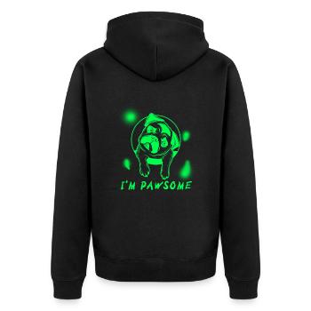 PUG LIFE, BEAUTIFUL DOGS,FUNNY DOG DESIGN - Unisex Premium Organic Zip Hoodie - black - Back - Nico (187cm)