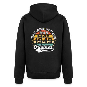 Cadeau d’anniversaire mai 1949 né en mai 1949 - Veste à capuche bio Premium Unisexe - noir - Dos - Nico (187cm)