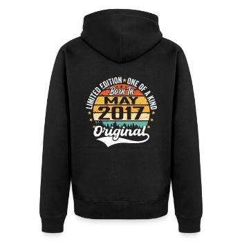 May 2017 Birthday Gift Born In May 2017 - Unisex Premium Organic Zip Hoodie - black - Back - Nico (187cm)