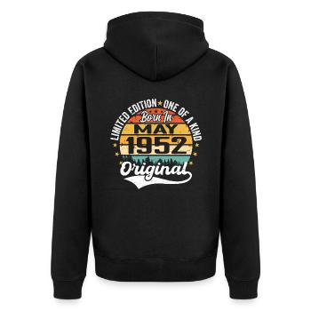 Mai 1952 Geburtstagsgeschenk geboren im Mai 1952 - Unisex Premium Bio Zip Hoodie - Schwarz - Hinten - Nico (187cm)