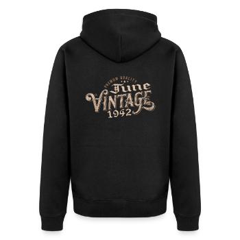 June 1942 Vintage 82nd Anniversary Gift 1942 - Unisex Premium Organic Zip Hoodie - black - Back - Nico (187cm)
