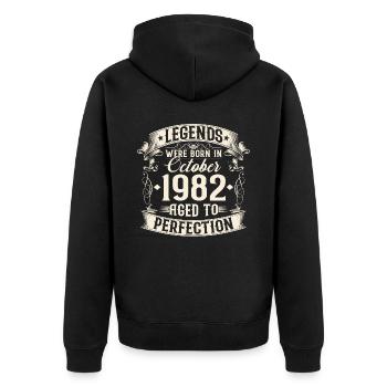 Octobre Né en 1982 Legends Anniversaire - Veste à capuche bio Premium Unisexe - noir - Dos - Nico (187cm)