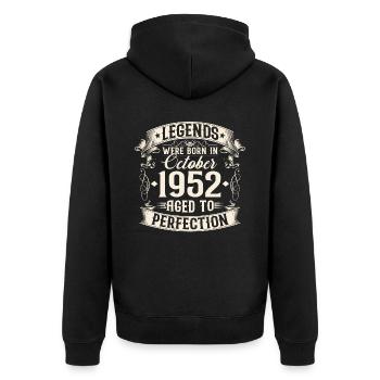 Octobre Né en 1952 Legends Anniversaire - Veste à capuche bio Premium Unisexe - noir - Dos - Nico (187cm)