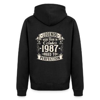 Octobre Né en 1987 Legends Anniversaire - Veste à capuche bio Premium Unisexe - noir - Dos - Nico (187cm)