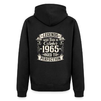 Oktober Jahrgang 1965 geboren Legenden Geburtstag - Unisex Premium Bio Zip Hoodie - Schwarz - Hinten - Nico (187cm)