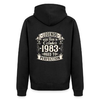 Octobre Né 1983 Légendes Anniversaire - Veste à capuche bio Premium Unisexe - noir - Dos - Nico (187cm)