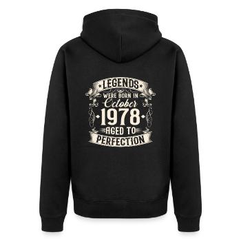 Octobre Né en 1978 Légendes Anniversaire - Veste à capuche bio Premium Unisexe - noir - Dos - Nico (187cm)