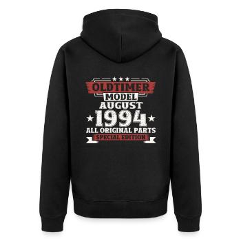 30. Geburtstag Oldtimer August 1994 Jahrgang - Unisex Premium Bio Zip Hoodie - Schwarz - Hinten - Nico (187cm)