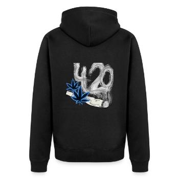 420 Cannabis Smoke - Unisex Premium Bio Zip Hoodie - Schwarz - Hinten - Nico (187cm)
