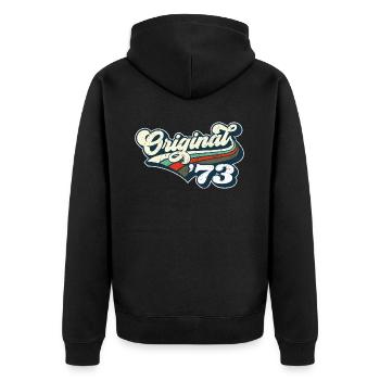 Original '73 - Unisex Premium Organic Zip Hoodie - black - Back - Nico (187cm)