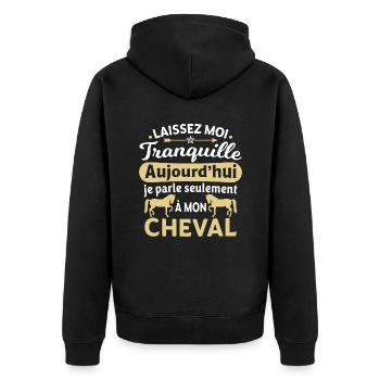 Je parle seulement à mon cheval - Veste à capuche bio Premium Unisexe - noir - Dos - Nico (187cm)