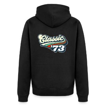 Classic '73 - Unisex Premium Organic Zip Hoodie - black - Back - Nico (187cm)