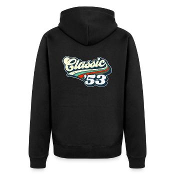 Classic '53 - Unisex Premium Organic Zip Hoodie - black - Back - Nico (187cm)