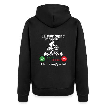 T-shirt vélo la montagne m'appelle Cadeau vtt - Veste à capuche bio Premium Unisexe - noir - Dos - Nico (187cm)