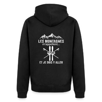 Les montagnes m'appellent cadeau pour les skieurs - Veste à capuche bio Premium Unisexe - noir - Dos - Nico (187cm)