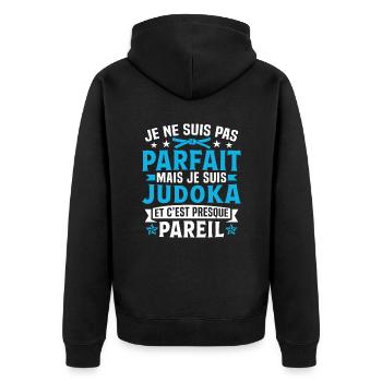 judoka et c'est presque pareil - Veste à capuche bio Premium Unisexe - noir - Dos - Nico (187cm)