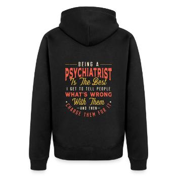 Être psychiatre est psychiatre en travail social - Veste à capuche bio Premium Unisexe - noir - Dos - Nico (187cm)