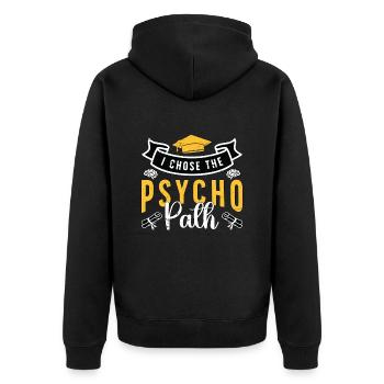 Psychiatrist I Chose The Psycho Path Neuroscience - Unisex Premium Bio Zip Hoodie - Schwarz - Hinten - Nico (187cm)