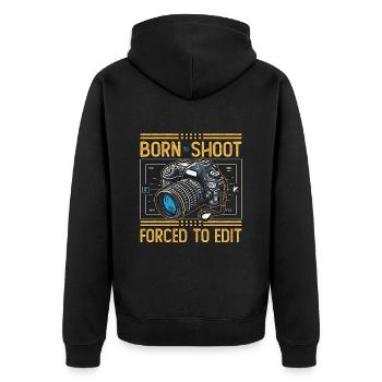 Photographer Born To Shoot Forced To Edit Camera - Unisex Premium Bio Zip Hoodie - Schwarz - Hinten - Nico (187cm)