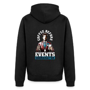 Events Coordinator Coffee Organizer Coffee Lover - Unisex Premium Bio Zip Hoodie - Schwarz - Hinten - Nico (187cm)