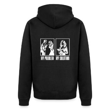 Events Coordinator My Problem My Pictogram Mom Dad - Unisex Premium Bio Zip Hoodie - Schwarz - Hinten - Nico (187cm)