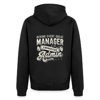 Admin Assistant Behind Every Great Office Worker - Unisex Premium Organic Zip Hoodie - black - Back - Nico (187cm)