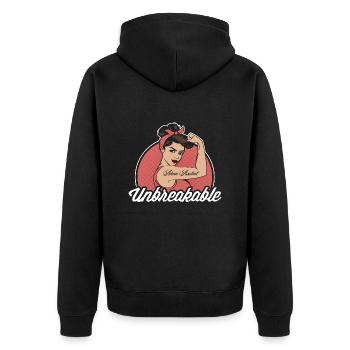 Admin Assistant Unbreakable Secretary Office Job - Unisex Premium Organic Zip Hoodie - black - Back - Nico (187cm)