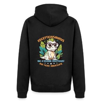 Receptionist Receptionsaurus Like A Office Worker - Unisex Premium Organic Zip Hoodie - black - Back - Nico (187cm)