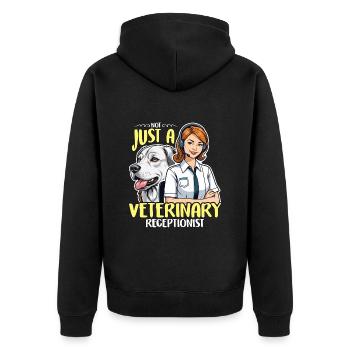 La réceptionniste n’est pas seulement une employée de cabinet vétérinaire - Veste à capuche bio Premium Unisexe - noir - Dos - Nico (187cm)