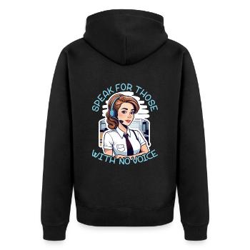 Receptionist Speak For Those With No Secretary - Unisex Premium Organic Zip Hoodie - black - Back - Nico (187cm)