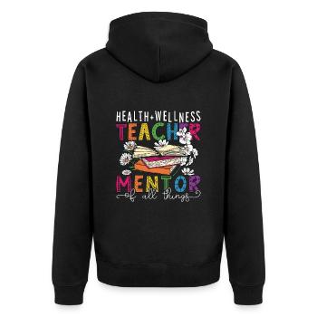 Health Educator Health + Wellness Epidemiology - Unisex Premium Bio Zip Hoodie - Schwarz - Hinten - Nico (187cm)
