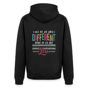 Health Educator All Of Us Are Different Instructor - Unisex Premium Organic Zip Hoodie - black - Back - Nico (187cm)