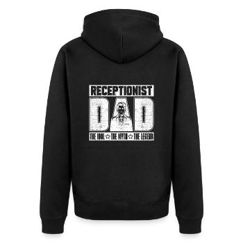 Receptionist Dad The Idol The Myth The Assistant - Unisex Premium Organic Zip Hoodie - black - Back - Nico (187cm)