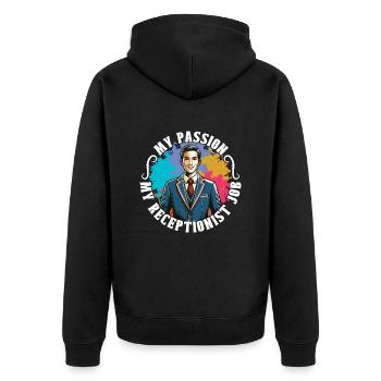 Receptionist My Passion My Receptionist Office Job - Unisex Premium Organic Zip Hoodie - black - Back - Nico (187cm)