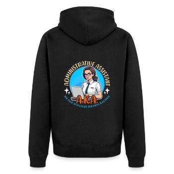 Administrative Assistant AKA The Glue Office Clerk - Unisex Premium Organic Zip Hoodie - black - Back - Nico (187cm)