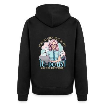 Admin Assistant Sure I'll Add That To Office Clerk - Unisex Premium Organic Zip Hoodie - black - Back - Nico (187cm)