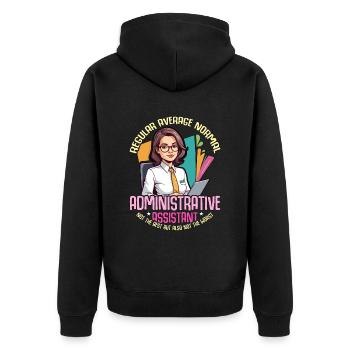 Admin Assistant Regular Average Normal Office Job - Unisex Premium Organic Zip Hoodie - black - Back - Nico (187cm)
