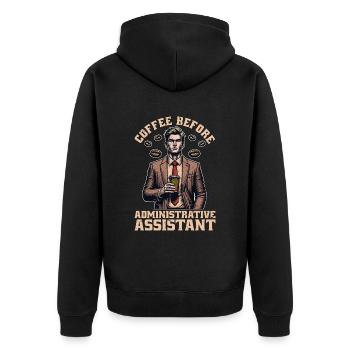 Admin Assistant Coffee Office Worker Coffee Lover - Unisex Premium Organic Zip Hoodie - black - Back - Nico (187cm)