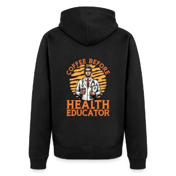 Health Educator Coffee Public Health Coffee Lover - Unisex Premium Bio Zip Hoodie - Schwarz - Hinten - Nico (187cm)