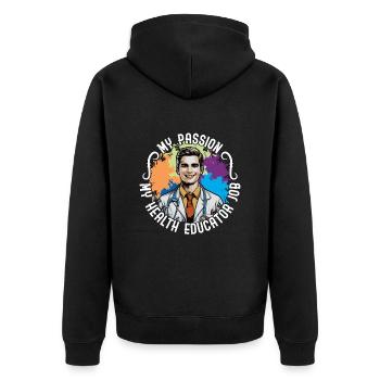 Éducateur en santé Ma passion, mon conseiller en santé - Veste à capuche bio Premium Unisexe - noir - Dos - Nico (187cm)
