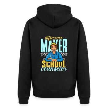 School Counselor Difference Maker School Therapist - Unisex Premium Organic Zip Hoodie - black - Back - Nico (187cm)