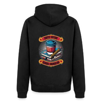 School Counselor Coffee Psychologist Coffee Lover - Unisex Premium Bio Zip Hoodie - Schwarz - Hinten - Nico (187cm)