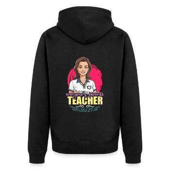 P.E Instructor Everyone's Favorite Gym Instructor - Unisex Premium Bio Zip Hoodie - Schwarz - Hinten - Nico (187cm)