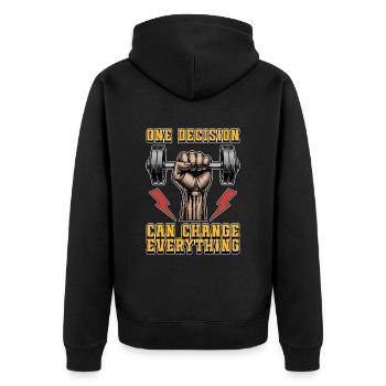 Health Coach One Decision Can Change Fitness Coach - Unisex Premium Organic Zip Hoodie - black - Back - Nico (187cm)