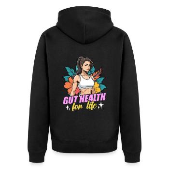 Health Coach Gut Health For Life Personal Trainer - Unisex Premium Organic Zip Hoodie - black - Back - Nico (187cm)