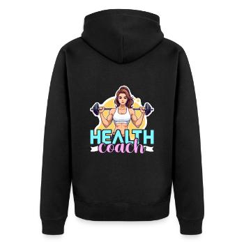 Health Coach Fitness Trainer Gym Teacher Workout - Unisex Premium Organic Zip Hoodie - black - Back - Nico (187cm)