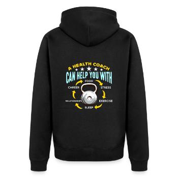 A Health Coach Can Help You With Fitness Trainer - Unisex Premium Bio Zip Hoodie - Schwarz - Hinten - Nico (187cm)