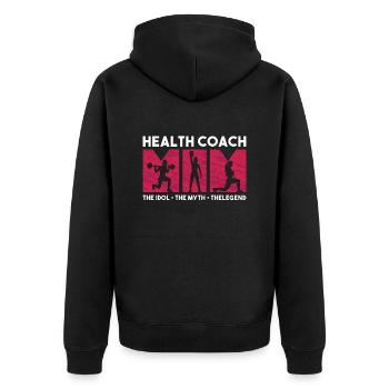 Health Coach Mom The Idol The Myth Workout Lover - Unisex Premium Organic Zip Hoodie - black - Back - Nico (187cm)