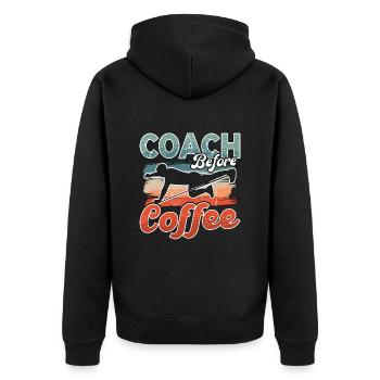 Health Coach Before Coffee Workout Coffee Lover - Unisex Premium Organic Zip Hoodie - black - Back - Nico (187cm)