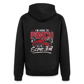 Crawfish Boil I'm Here To Pinch Some Sea Crawfish - Unisex Premium Organic Zip Hoodie - black - Back - Nico (187cm)